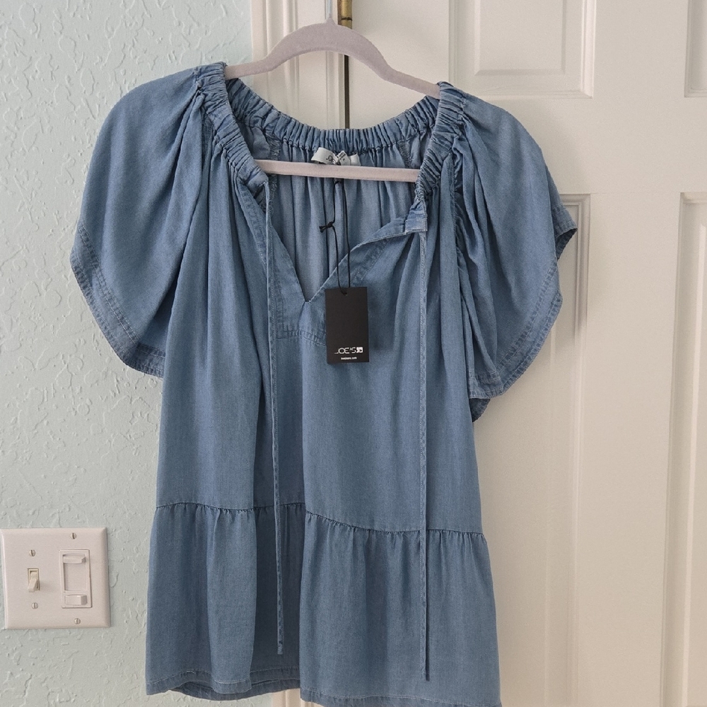 Joe's Jeans Chambray Flutter Sleeve Top